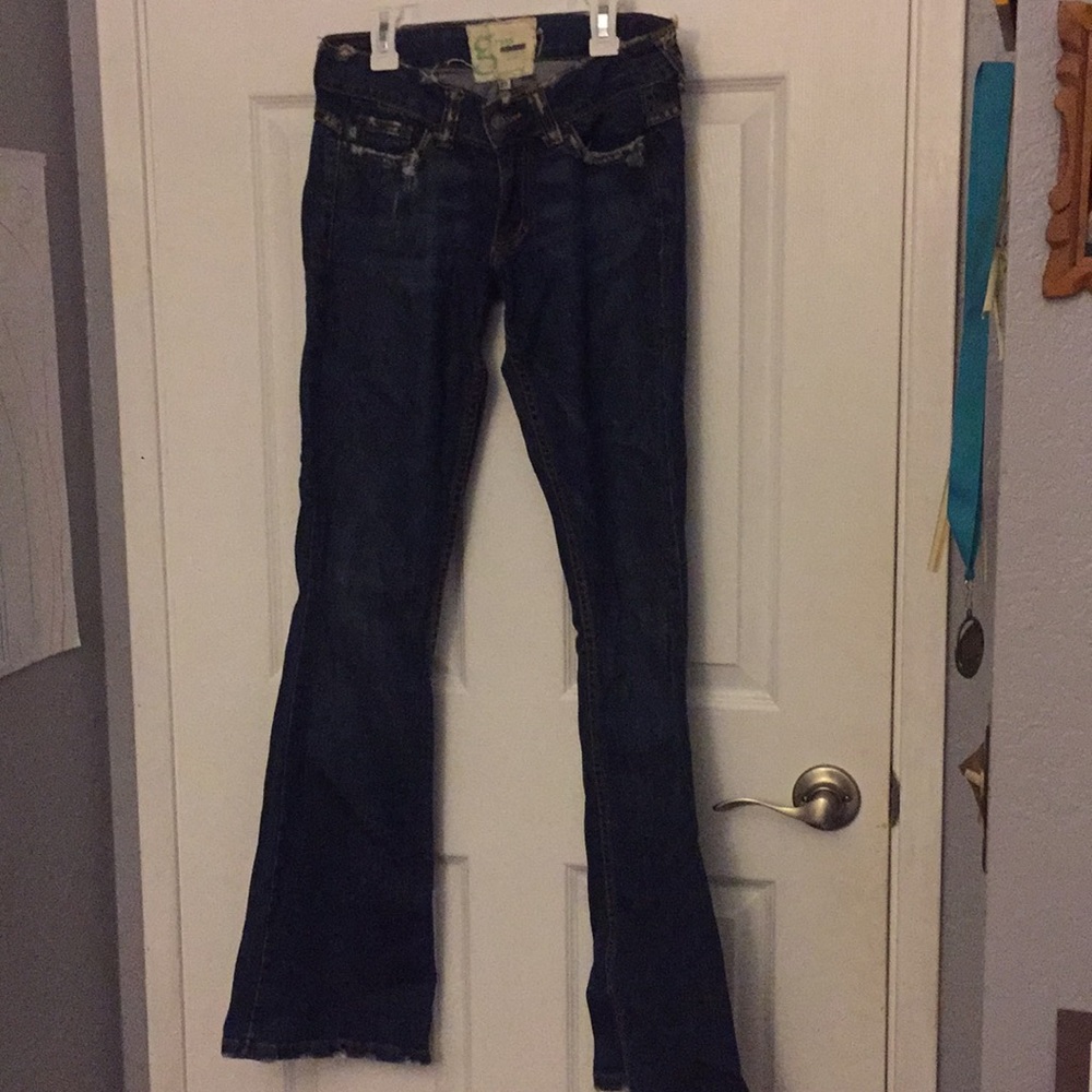 Cute Grass Flared Blue Jeans Size 28